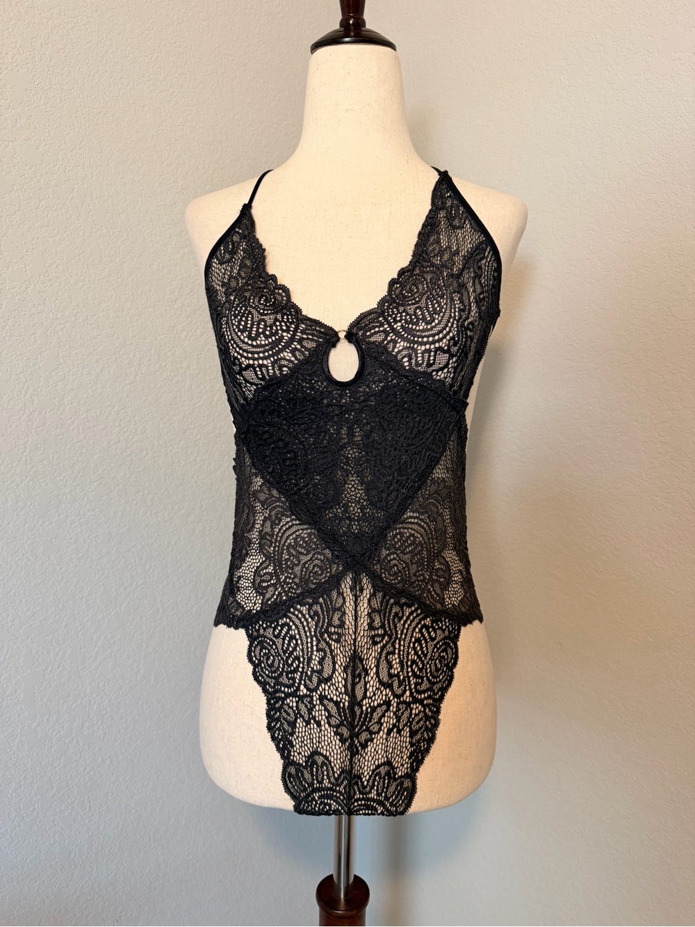 Victoria's Secret Very Sexy Black Lace Plunge Teddy Bodysuit M - Picture 2 of 10